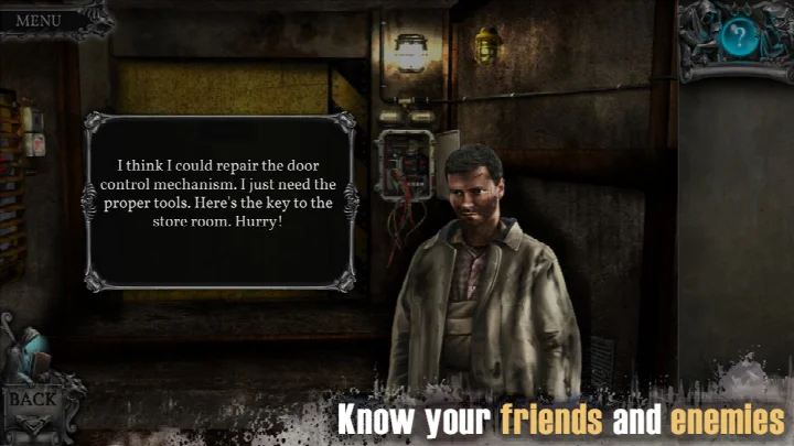 Screenshot showing a tense escape moment with a flashlight beam and a dark corridor