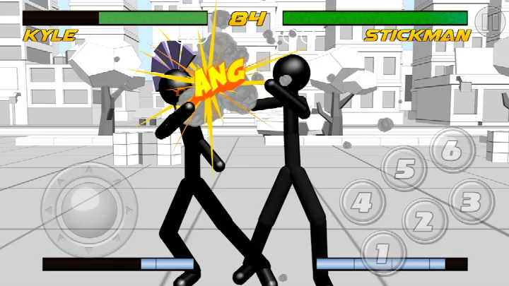 Stickman Fighting 3D battle against a zombie stickman in a dark location.