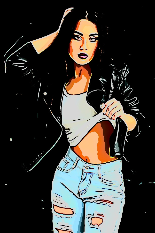 Cartoon Photo Editor main screen showing a photo with cartoon effect filters and editing tools