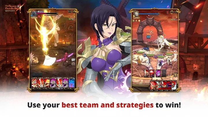 The Seven Deadly Sins story mode screen with cinematic dialogue and 3D visuals