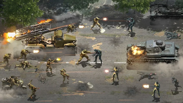 Heroes of War: Idle army game card deck screen with tanks and artillery units