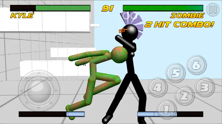 Stickman Fighting 3D settings screen for adjusting sound and gameplay options.