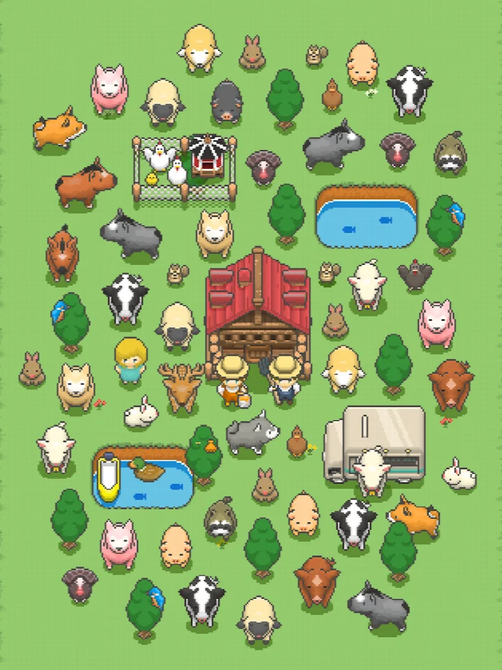Tiny Pixel Farm ranch hands: hiring and assigning helpers to jobs like harvesting.