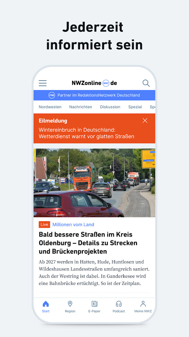 NWZonline - Nachrichten e-paper reader with classic view