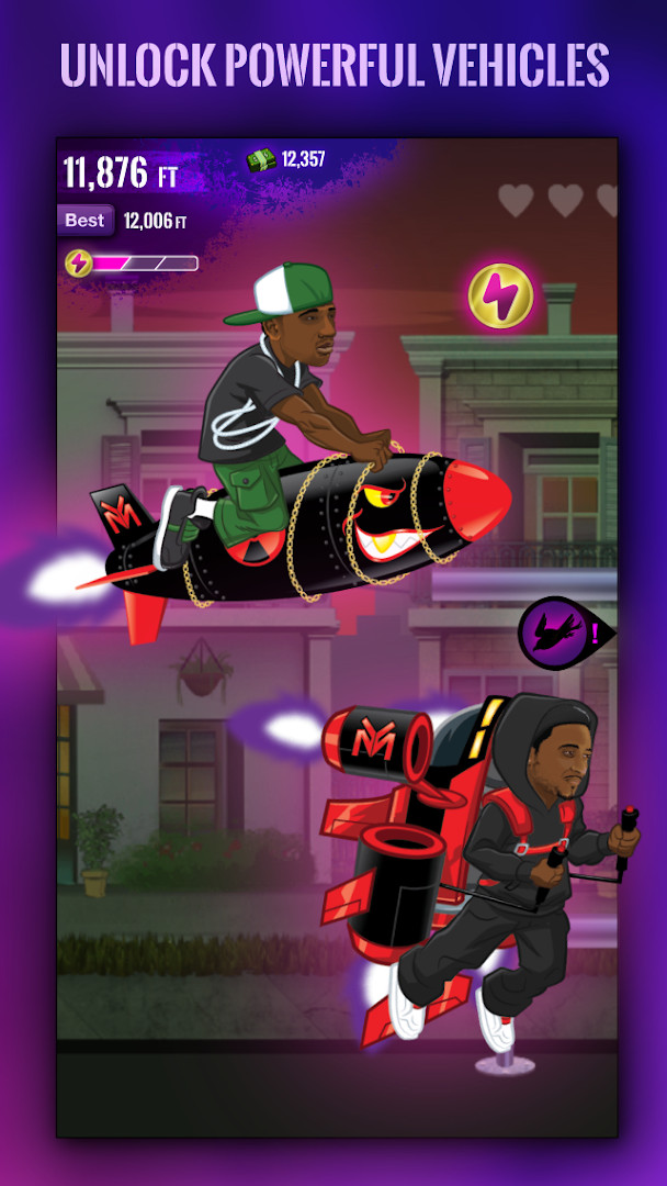 Free Weezy - Lil Wayne's Sqvad squad screen with unlockable members and their super mode vehicles