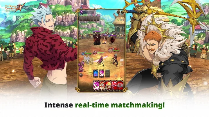 The Seven Deadly Sins outfit selection screen with exclusive costumes for heroes