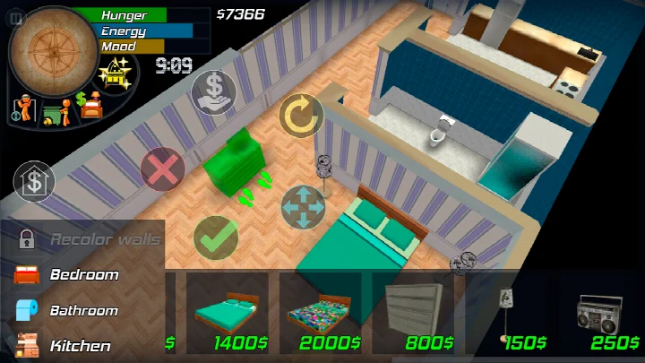 Player driving through city streets with touch controls on screen
