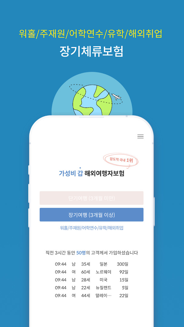 Travel insurance sign-up with 1-minute enrollment