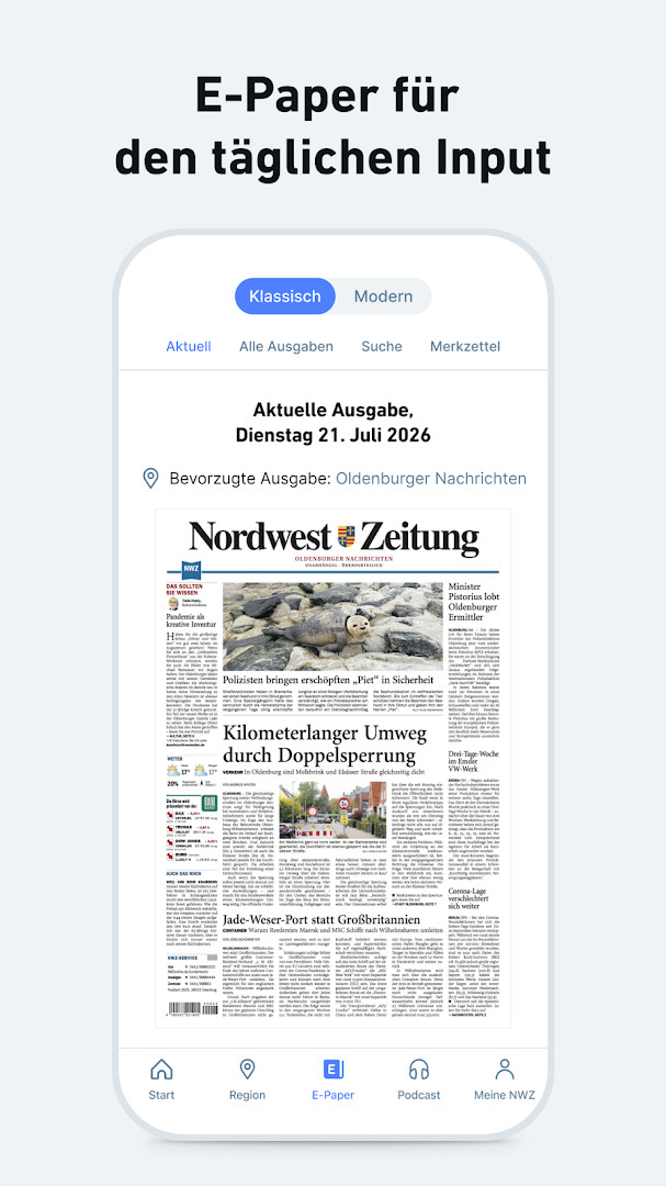 NWZonline - Nachrichten region quick navigation for local news