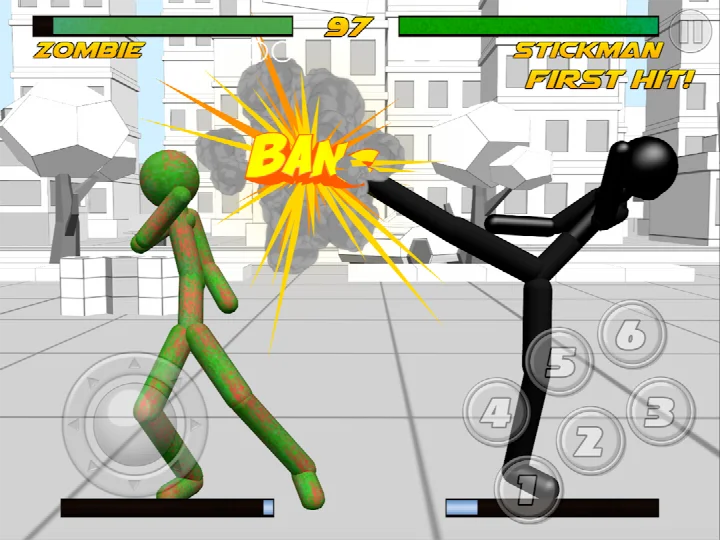 Stickman Fighting 3D victory screen after defeating an enemy, showing rewards.